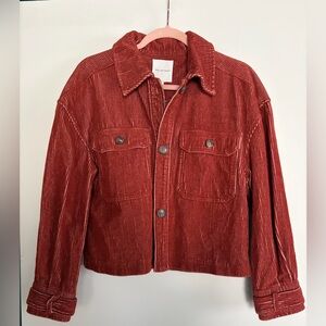 Avec Les Filles Rust Corduroy Button-Front Jacket - Size Small